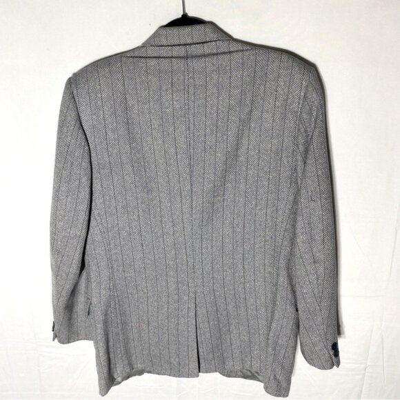 Vintage Wm H Leishmans Light Grey Herringbone Lambswool Silk Blend Blazer 40R - Picture 14 of 15
